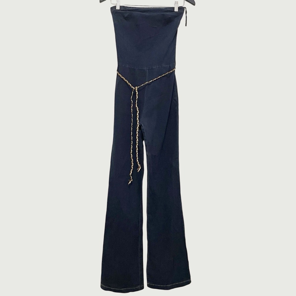 Vintage Dmbm Denim Tube Top Strapless Jumpsuit Flare Leg NWT Y2K Medium USA Made